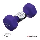УЦЕНКА Гантель неопреновая ONLYTOP, 3 кг, фиолетовая - Фото 1