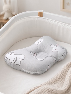 Подушка анатомическая Cute rabbit, 26×22 см, 100% хлопок, серая 9645043