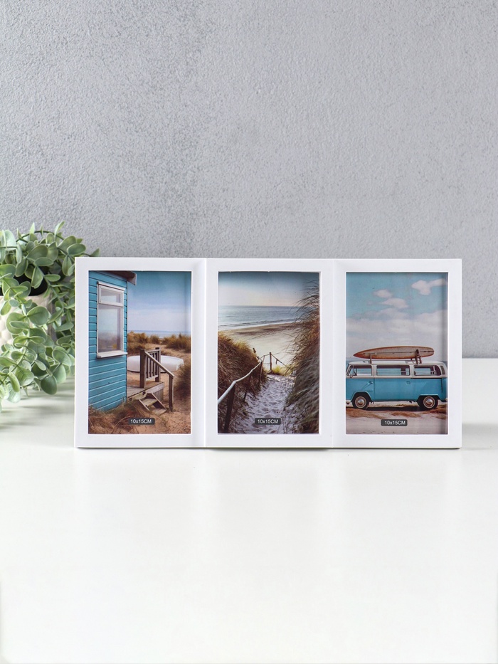 УЦЕНКА Фоторамка пластик на 3 фото «Трио» 10×15 см (16.5×33.5 см) - Фото 1