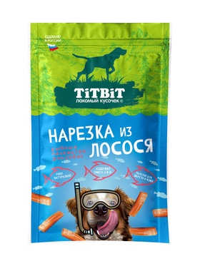 Лакомство для собак TiTBiT, нарезка из лосося, 80 г