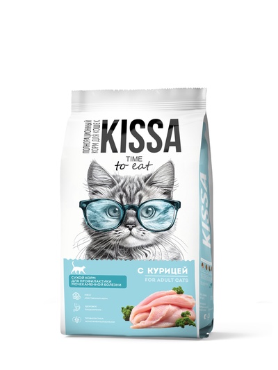 Сухой корм для кошек KISSA для профилактики мочекаменной болезни, курица, 1.5 кг