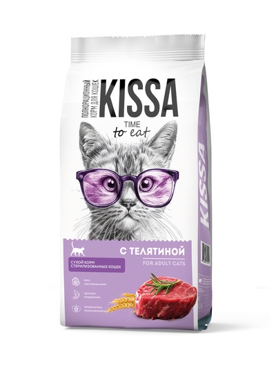 Сухой корм для стерилизованных кошек «KISSA, с телятиной, полнорационный, 750 г