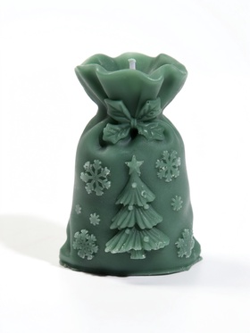 Свеча новогодняя «Мешочек с подарками», 5.5×4.5×7 см, 7 ч, зелёный