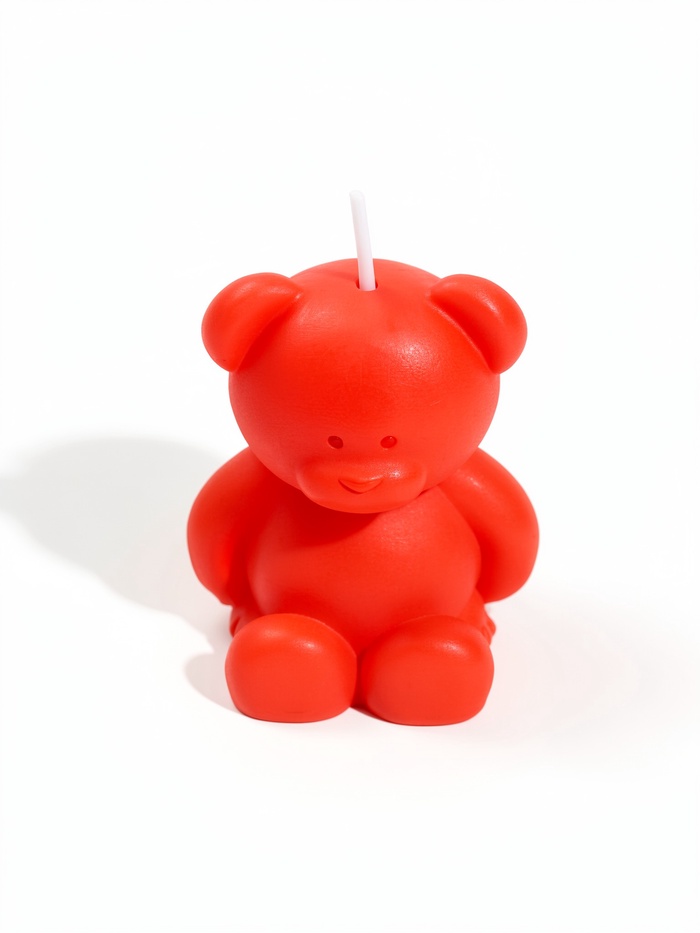 Свеча декоративная «Мишка», 5×4.3×6.5 см, 4 ч, красный