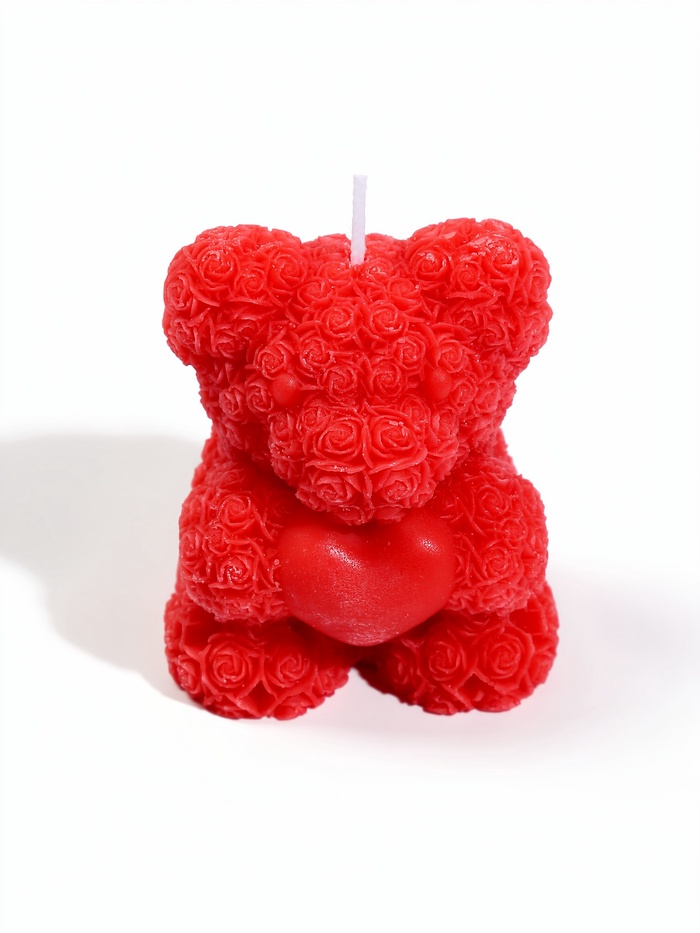 Свеча декоративная «Мишка», 6.5×4.7×8 см, 8 ч, красный