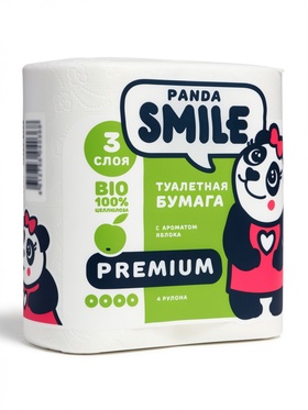 Бумага туалетная "SMILE " 3 слоя 4 рулона Яблоко