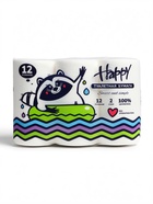 Туалетная бумага HAPPY, без ароматизаторов, 2 слоя, 12 рулонов - Фото 2