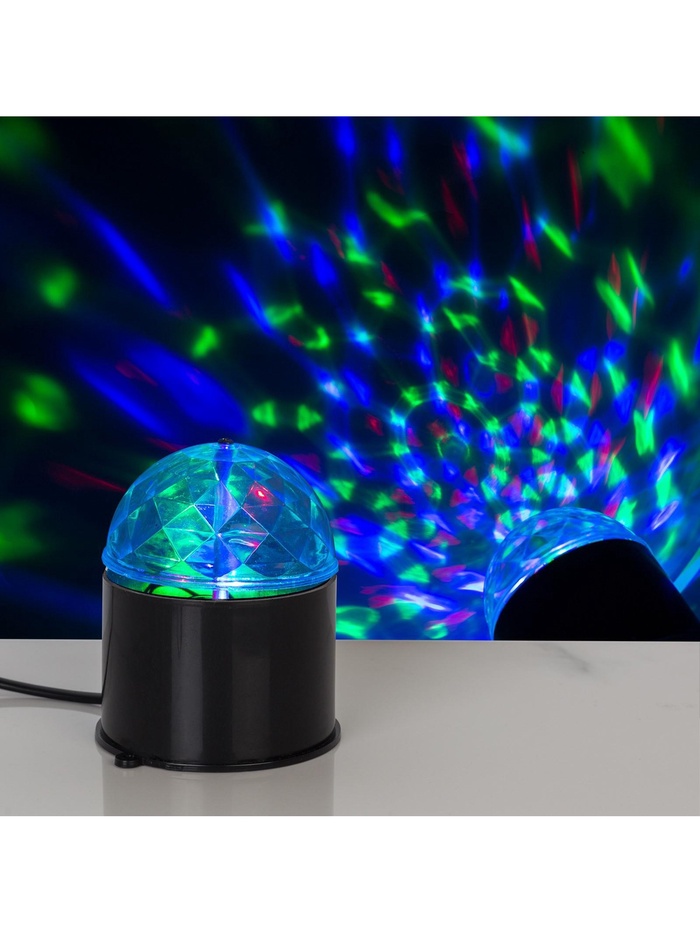 УЦЕНКА Световой прибор «Хрустальный шар» 7.5 см, свечение RGB, 220 В, чёрный - Фото 1