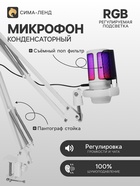 Микрофон конденсаторный для ПК, USB, пантограф, поп-фильтр, подсветка, шумоподавление, белый - Фото 1