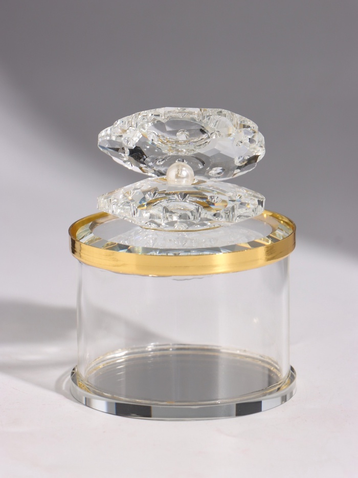 Шкатулка стеклянная «Ракушка с жемчугом», 6.3×6.3×8.3 см