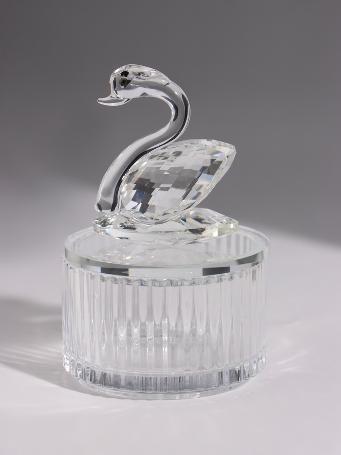Шкатулка стеклянная «Лебедь», 6.5×6.5×10.5 см