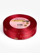 Лента атласная Merry Christmas, новогодняя, 25 мм, 23±1 м, красная - фото 809784798
