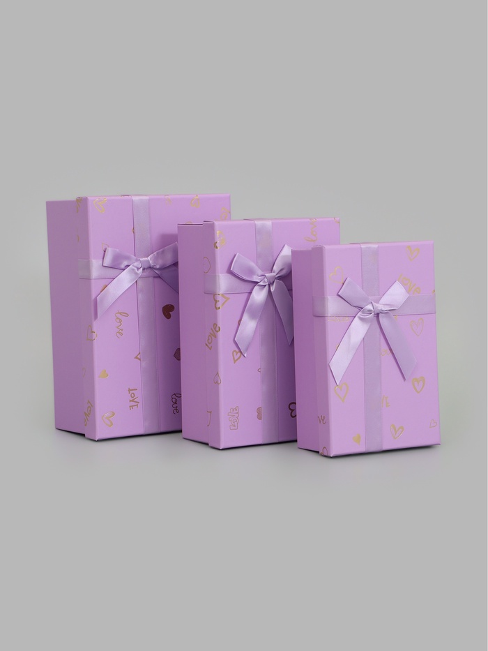Набор подарочных коробок 3 в 1, с бантом, 23×16×9.5 см, 21×14×8 см, 19×12×6.5 см - Фото 1