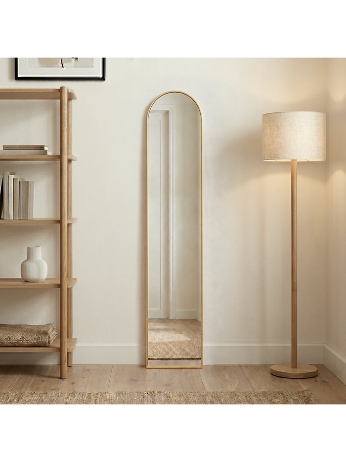 Зеркало интерьерное напольное, алюминиевый корпус, 150×30 см, цвет золото