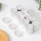 УЦЕНКА Набор чайных свечей, 3,8х1,6 см, 3,5 ч, 12 г, 30 штук, белый - Фото 1