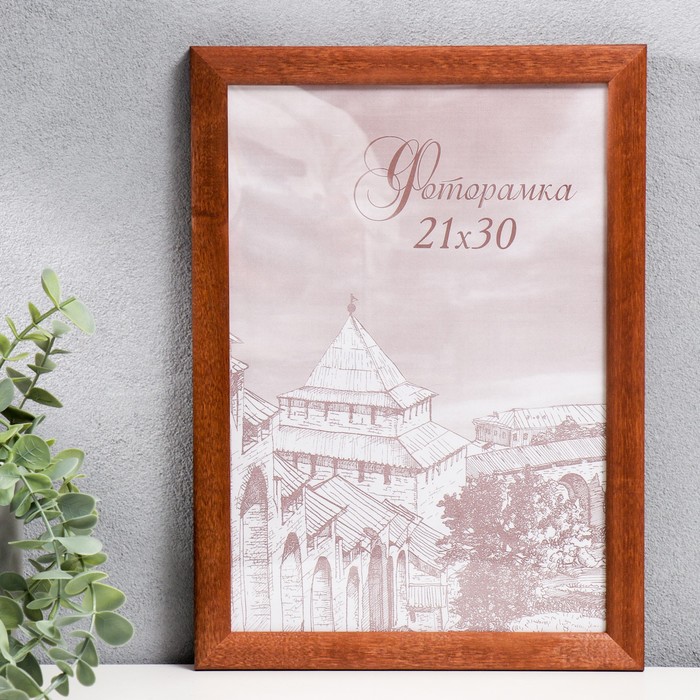 Фоторамка сосна с24 коричневая 21х30 (пластиковый экран) - Фото 1