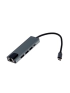 УЦЕНКА Type-C-разветвитель (HUB), HDMI/USB3.0/USB3.0/RJ45/PD, 60 ВТ, 3 А, кабель 13.5 см, серый 10 11085024