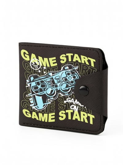 Кошелёк детский маленький Game, 2 отделения, на кнопке, 11×1×9.5 см, чёрный