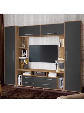 Гостиная Гармония, 2700х440х2100, Графит софт/Дуб крафт
