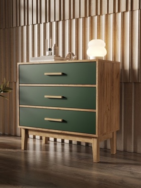 Комод 3 ящика Кельн, 802х400х776, Изумрудный/Дуб крафт