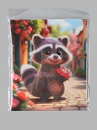 Алмазная мозаика «Енот с лотосом» 21×25 см, с мольбертом - Фото 3