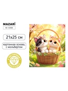 Алмазная мозаика «Котики в корзинке» 21×25 см, с мольбертом - Фото 1
