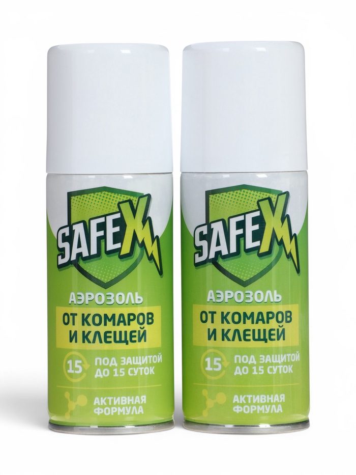 Аэрозоль акарицидно-репеллентный от клещей и комаров, SAFEX, 100 мл, 2 шт.