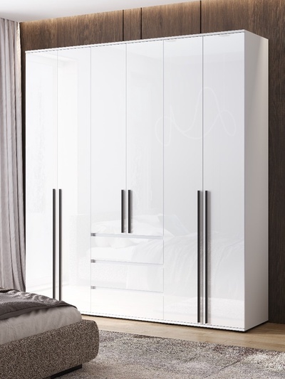 Шкаф прямой шестидверный «Норд», 2000×510×2236 мм, цвет белый глянец/белый