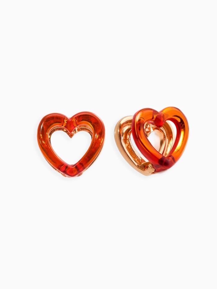Серьге «Сердце» двойное, коричневая в золоте