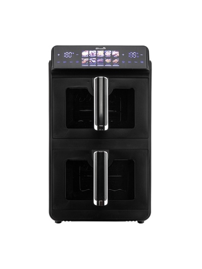 УЦЕНКА Аэрогриль ELTRONIC 777-03, 2 чаши по 6 л, 2600 Вт, 10 программ, 80-200°C, таймер до 60 мин, чёрный