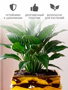 Декоративное кашпо для цветов «Квадро», пластиковое, 550 мл, 8×8×8 см, золотистое, Greengo - Фото 3