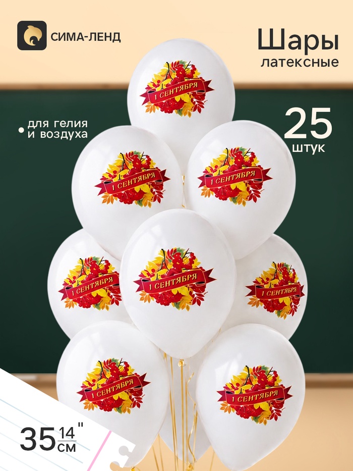 Воздушные шары латексные 14 «1 Сентября. Рябина», набор 25 штук