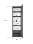 Шкаф распашной однодверный «Локер», с полками, с модулем, 600×2200×525 мм, цвет серый диамант - Фото 3