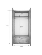 Шкаф двухстворчатый распашной «Локер», с модулем, 1000×2200×525 мм, цвет бетон - Фото 3