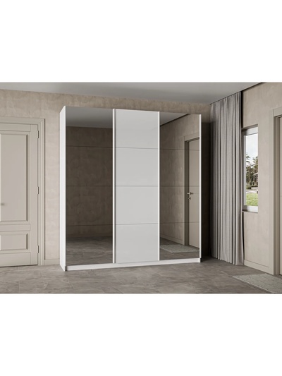 Шкаф - купе трёхдверный «Прайм», с зеркалом, 1800×570×2300 мм, цвет ясень анкор светлый/серебро профиль