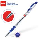 Ручка шариковая Cello Slimo Grip, узел 0.7 мм, резиновый упор, чернила синие, корпус прозрочный - Фото 2
