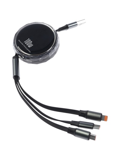 Кабель Type-C-Type-C, 2 А, Type-C-microUSB, lighting, с подставкой, 3 А, 1 м, чёрный