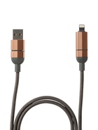 Кабель 2 Type-C - USB, Lighting, 3 А, 1 м, серый - Фото 2