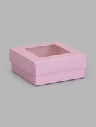 Коробка складная, крышка-дно, с окном, розовая, 12×12×5 см - Фото 2