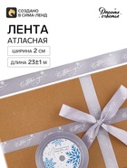 Лента атласная «С Новым годом!», 2 см × 23±1 м, серая - Фото 2