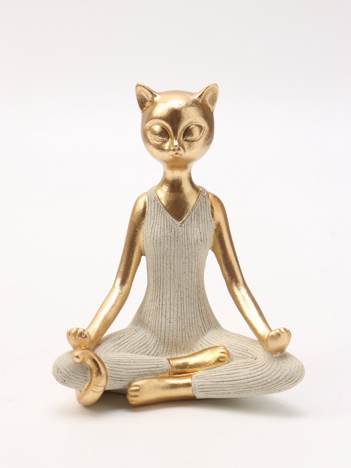 Фигура интерьерная «Кошка - поза лотоса», 13×8.5×16.5 см