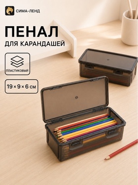 Пенал для карандашей пластиковый, тонированный, 19×9×6 см, серый 11030929