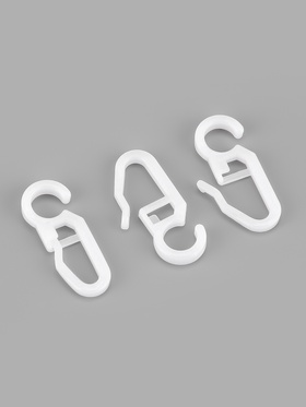 Крючок для штор, пластиковый, 3.2×1.5 см, 100 шт., белый