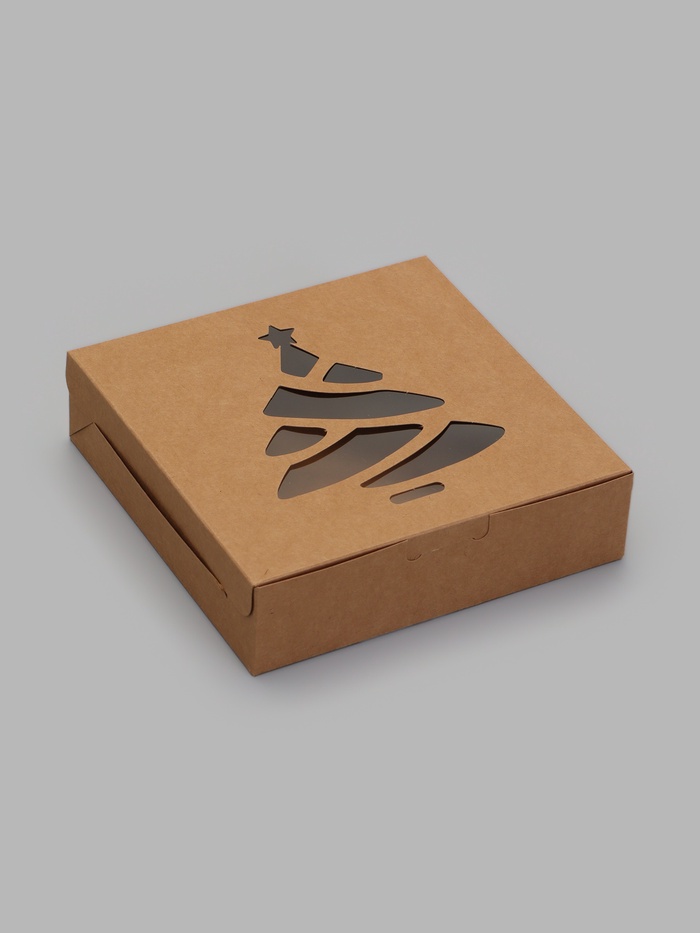 Коробка складная Елочка, крафт, 15 х 15 х 4 см