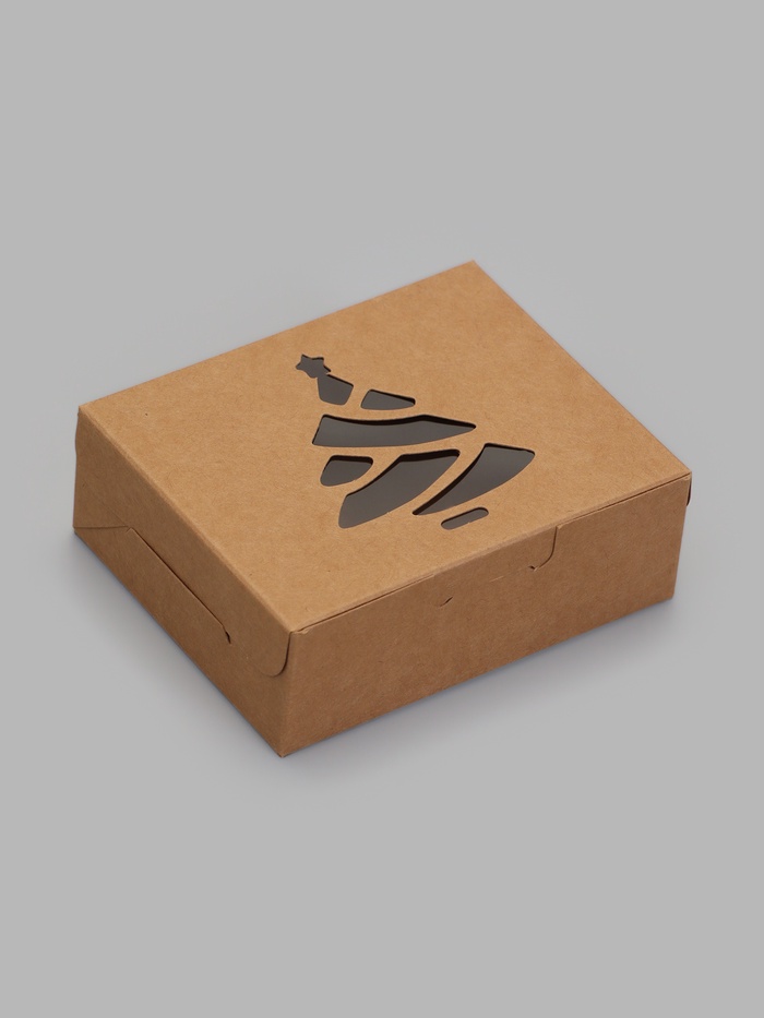 Коробка складная Елочка, крафт, 10 х 8 х 3,5 см