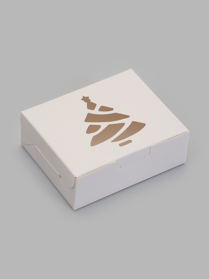 Коробка складная Елочка, белая 10 х 8 х 3,5 см