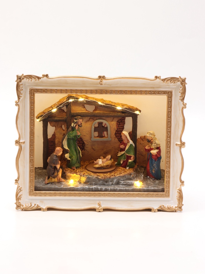 Фигура светодиодная «Рождество, рамка», 25×20×10.5 см, музыкальная, USB, от батареек AAx3, свечение тёплое белое