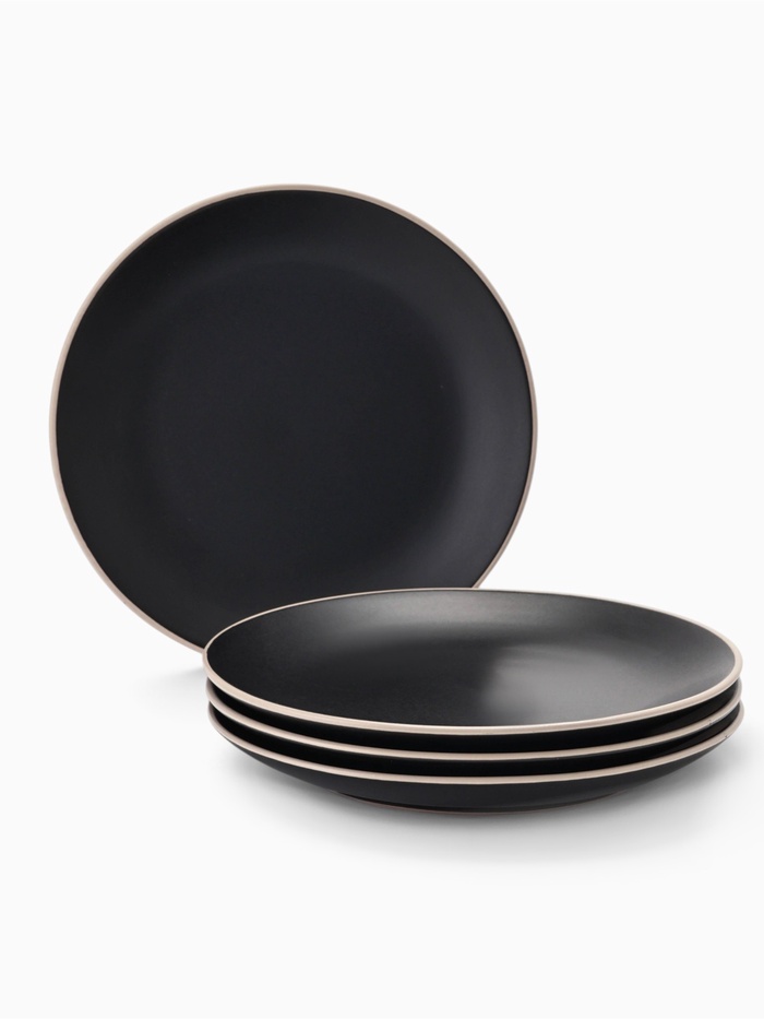 Тарелки Доляна «Ваниль», набор 4 шт., d=19.5 см, керамика, чёрные - Фото 1