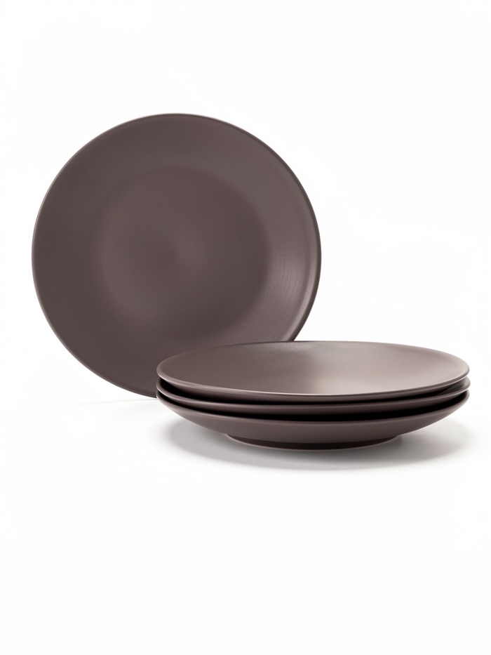 Тарелки Доляна «Пастель», набор 4 шт., d=27 см, керамика, коричневые