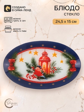 Блюдо сервировочное овальное «Новогодняя композиция», 24.5×15×2 см